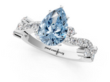 White gold Fancy Blue Pear  Cut Solitaire Diamond Twisted Band with Pave Setting_63
