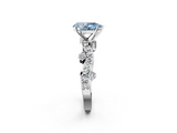 White gold Fancy Blue Pear  Cut Solitaire Diamond Twisted Band with Pave Setting_64