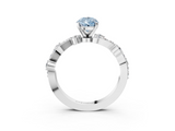 White gold Fancy Blue Pear  Cut Solitaire Diamond Twisted Band with Pave Setting_65