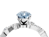White gold Fancy Blue Pear  Cut Solitaire Diamond Twisted Band with Pave Setting_66