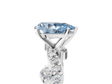 White gold Fancy Blue Pear  Cut Solitaire Diamond Twisted Band with Pave Setting_67