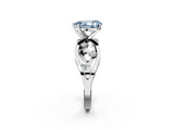 White gold Fancy Blue Pear  Cut Solitaire Diamond with Side Stones on Criss-Cross Band and Four-Prong Setting_5