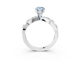White gold Fancy Blue Pear  Cut Solitaire Diamond with Side Stones on Criss-Cross Band and Four-Prong Setting_6