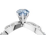 White gold Fancy Blue Pear  Cut Solitaire Diamond with Side Stones on Criss-Cross Band and Four-Prong Setting_7