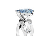White gold Fancy Blue Pear  Cut Solitaire Diamond with Side Stones on Criss-Cross Band and Four-Prong Setting_8