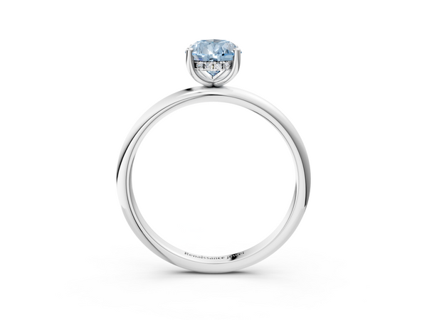 White gold Fancy Blue Pear  Cut Solitaire Engagement Ring with Four-Prong Setting and Classic Band