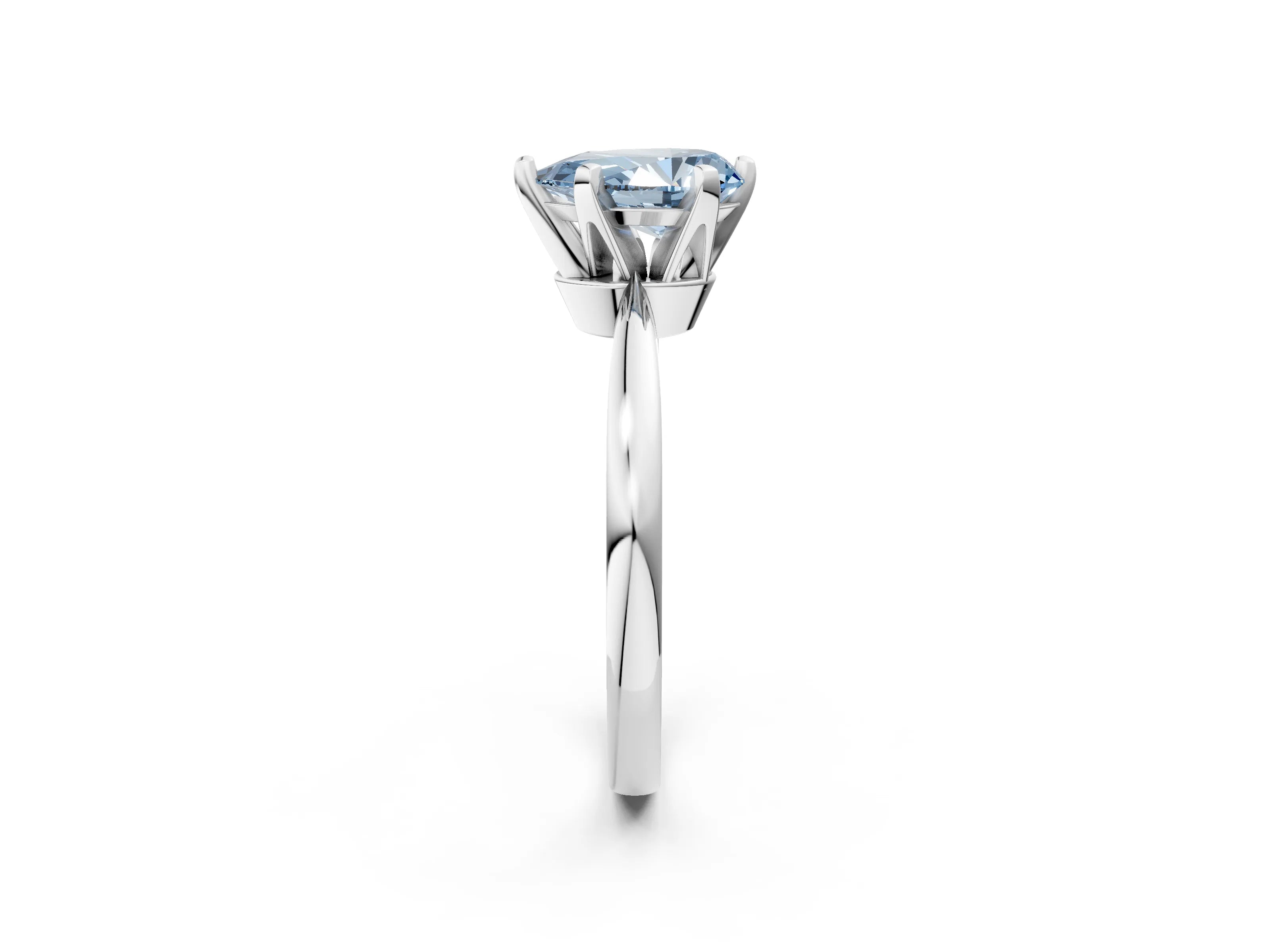 White gold Fancy Blue Pear Cut Solitaire Engagement Ring with Six-Prong Setting and Tapered Band_2