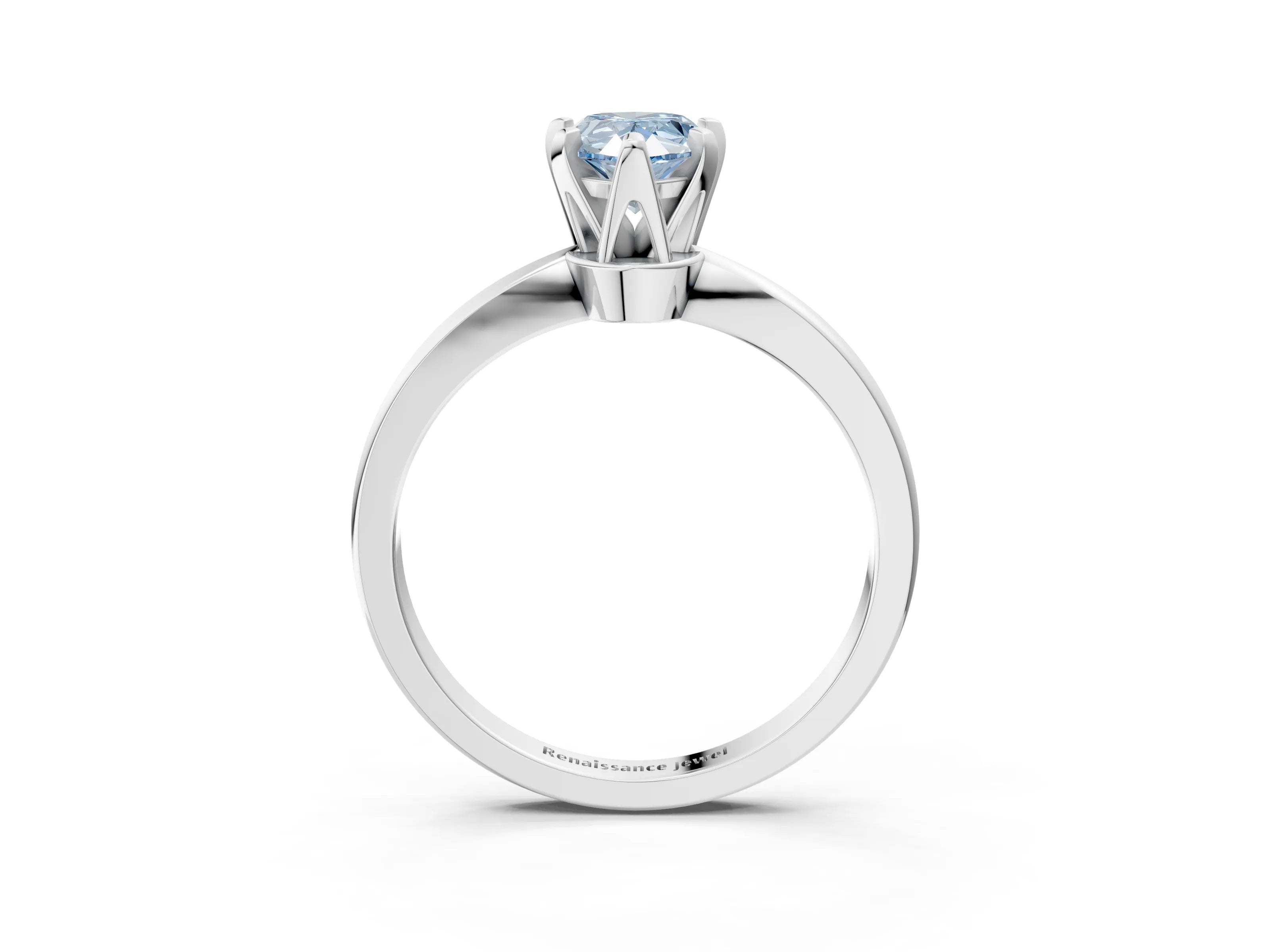 White gold Fancy Blue Pear Cut Solitaire Engagement Ring with Six-Prong Setting and Tapered Band_3