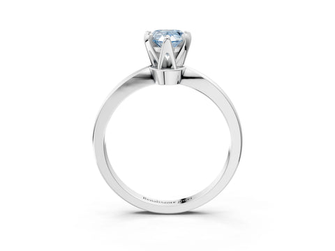 White gold Fancy Blue Pear Cut Solitaire Engagement Ring with Six-Prong Setting and Tapered Band_3