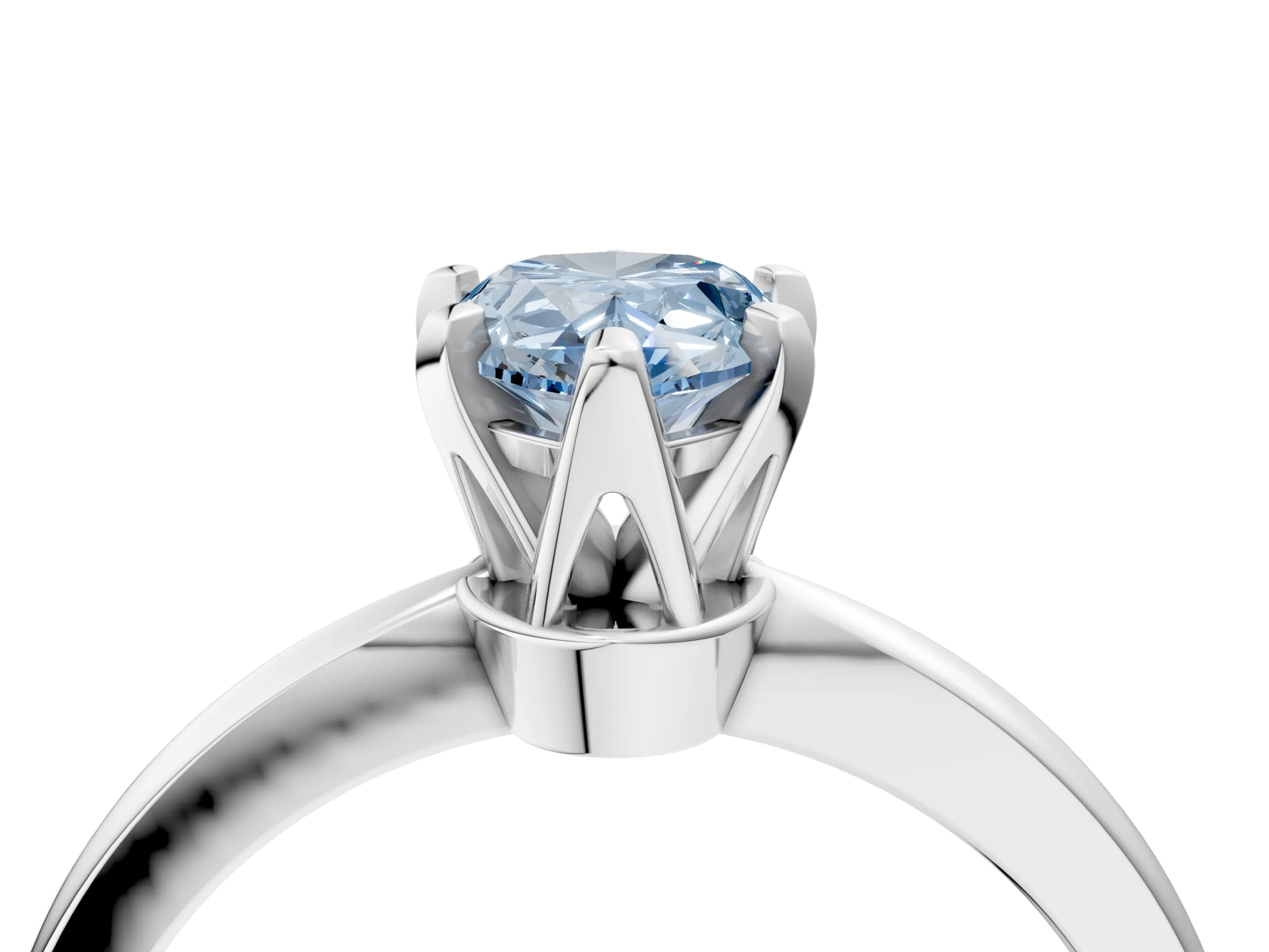 White gold Fancy Blue Pear Cut Solitaire Engagement Ring with Six-Prong Setting and Tapered Band_4