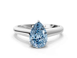 White gold Fancy Blue Pear Cut Solitaire Engagement Ring with Tapered Band and Four-Prong Setting_15