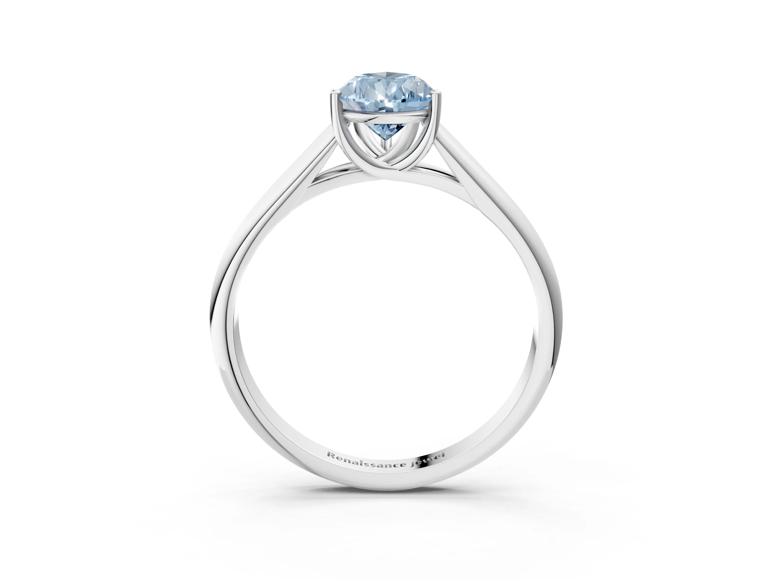 White gold Fancy Blue Pear Cut Solitaire Engagement Ring with Tapered Band and Four-Prong Setting_18