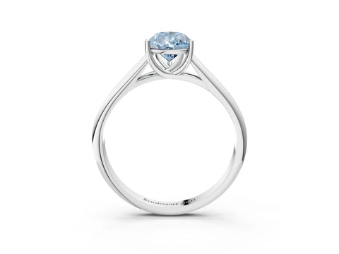 White gold Fancy Blue Pear Cut Solitaire Engagement Ring with Tapered Band and Four-Prong Setting_18