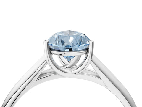 White gold Fancy Blue Pear Cut Solitaire Engagement Ring with Tapered Band and Four-Prong Setting_19