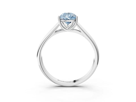 White gold Fancy Blue Pear Cut Solitaire Engagement Ring with Tapered Band and Four-Prong Setting_6