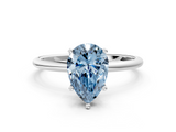 White gold Fancy Blue Pear  Cut Solitaire Engagement Ring with Thin Band and Four-Prong Setting_3