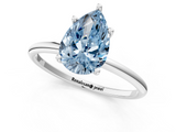 White gold Fancy Blue Pear  Cut Solitaire Engagement Ring with Thin Band and Four-Prong Setting_4