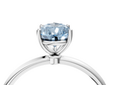 White gold Fancy Blue Pear  Cut Solitaire Engagement Ring with Thin Band and Four-Prong Setting_7