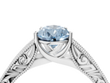 White gold Fancy Blue Pear  Cut Solitaire Engraved Band with Four-Prong Setting_82