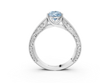 White gold Fancy Blue Pear  Cut Solitaire Engraved Band with Four-Prong Setting_82