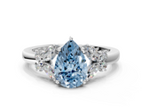 White gold Fancy Blue Pear  Cut Solitaire Floral Diamond Ring with Four-Prong Setting_37