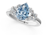 White gold Fancy Blue Pear  Cut Solitaire Floral Diamond Ring with Four-Prong Setting_38