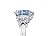 White gold Fancy Blue Pear  Cut Solitaire Floral Diamond Ring with Four-Prong Setting_42