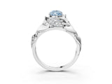 White gold Fancy Blue Pear Cut Solitaire Leaf-Inspired Engagement Ring with Prong Setting_15