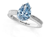 White gold Fancy Blue Pear Cut Solitaire Milgrain Engraved Band with Four-Prong Setting_13