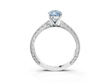 White gold Fancy Blue Pear Cut Solitaire Milgrain Engraved Band with Four-Prong Setting_15