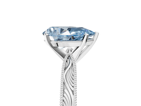 White gold Fancy Blue Pear Cut Solitaire Milgrain Engraved Band with Four-Prong Setting_17