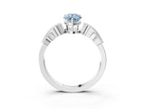 White gold Fancy Blue Pear Cut Solitaire Milgrain Leaf Band with Prong Setting_15