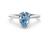 White gold Fancy Blue Pear  Cut Solitaire Ring with Cathedral Band and Four-Prong Setting_108