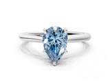 White gold Fancy Blue Pear  Cut Solitaire Ring with Cathedral Band and Four-Prong Setting_86