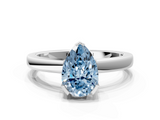White gold Fancy Blue Pear  Cut Solitaire Ring with Four-Prong Setting and Classic Band_70