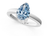 White gold Fancy Blue Pear  Cut Solitaire Ring with Four-Prong Setting and Classic Band_72