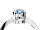 White gold Fancy Blue Pear  Cut Solitaire Ring with Four-Prong Setting and Classic Band_75