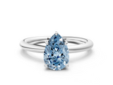 White gold Fancy Blue Pear  Cut Solitaire Ring with Thin Band and Four-Prong Setting_16