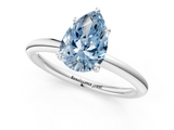 White gold Fancy Blue Pear  Cut Solitaire Ring with Thin Band and Four-Prong Setting_17