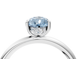 White gold Fancy Blue Pear  Cut Solitaire Ring with Thin Band and Four-Prong Setting_20