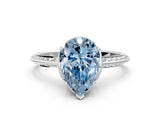 White gold Fancy Blue Pear Cut Solitaire Split Shank Pave Diamond Engagement Ring with Four-Prong Setting_24