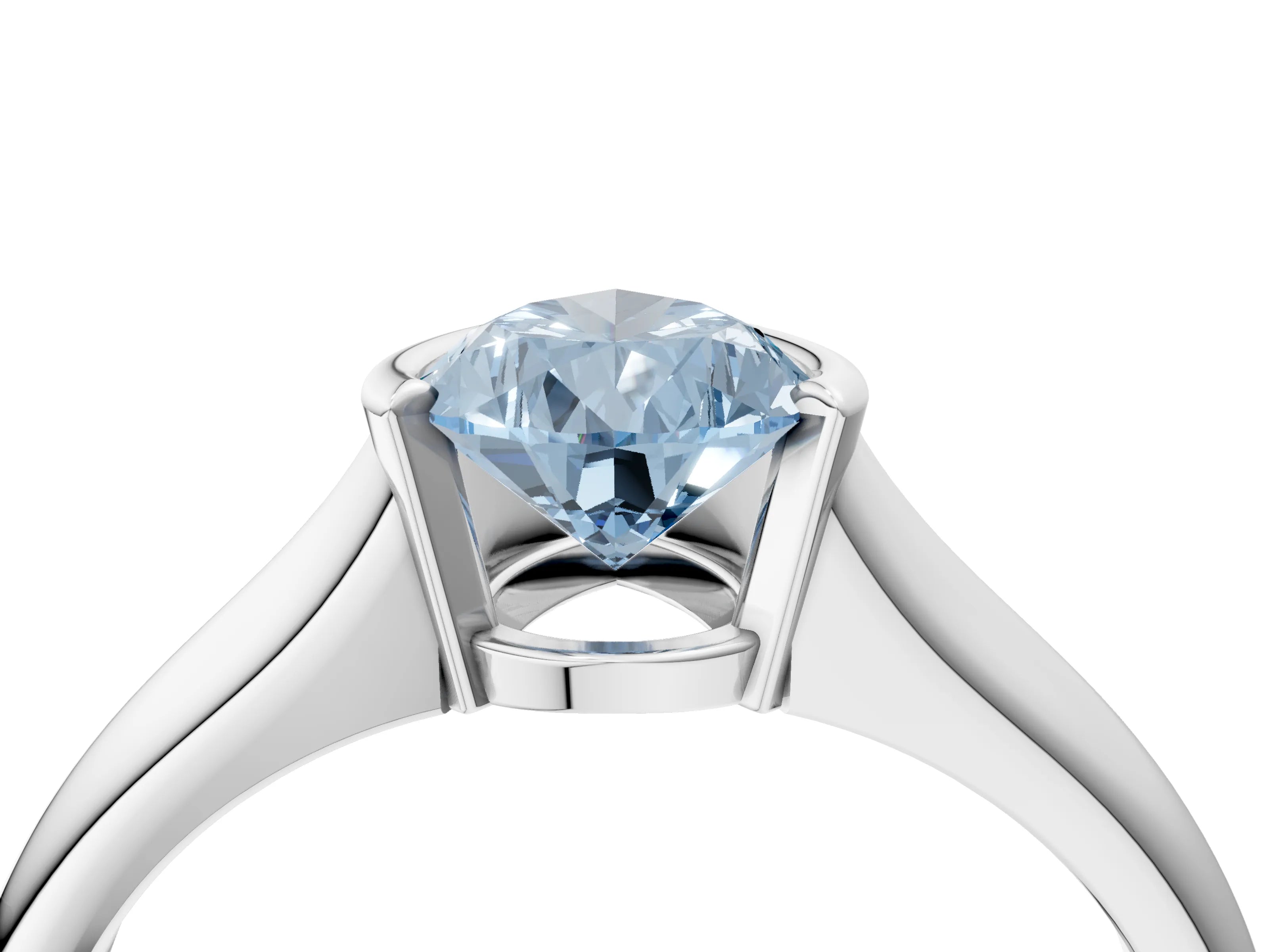 White gold Fancy Blue Pear Cut Solitaire Tension Set Diamond Ring with Split Shank Band_28