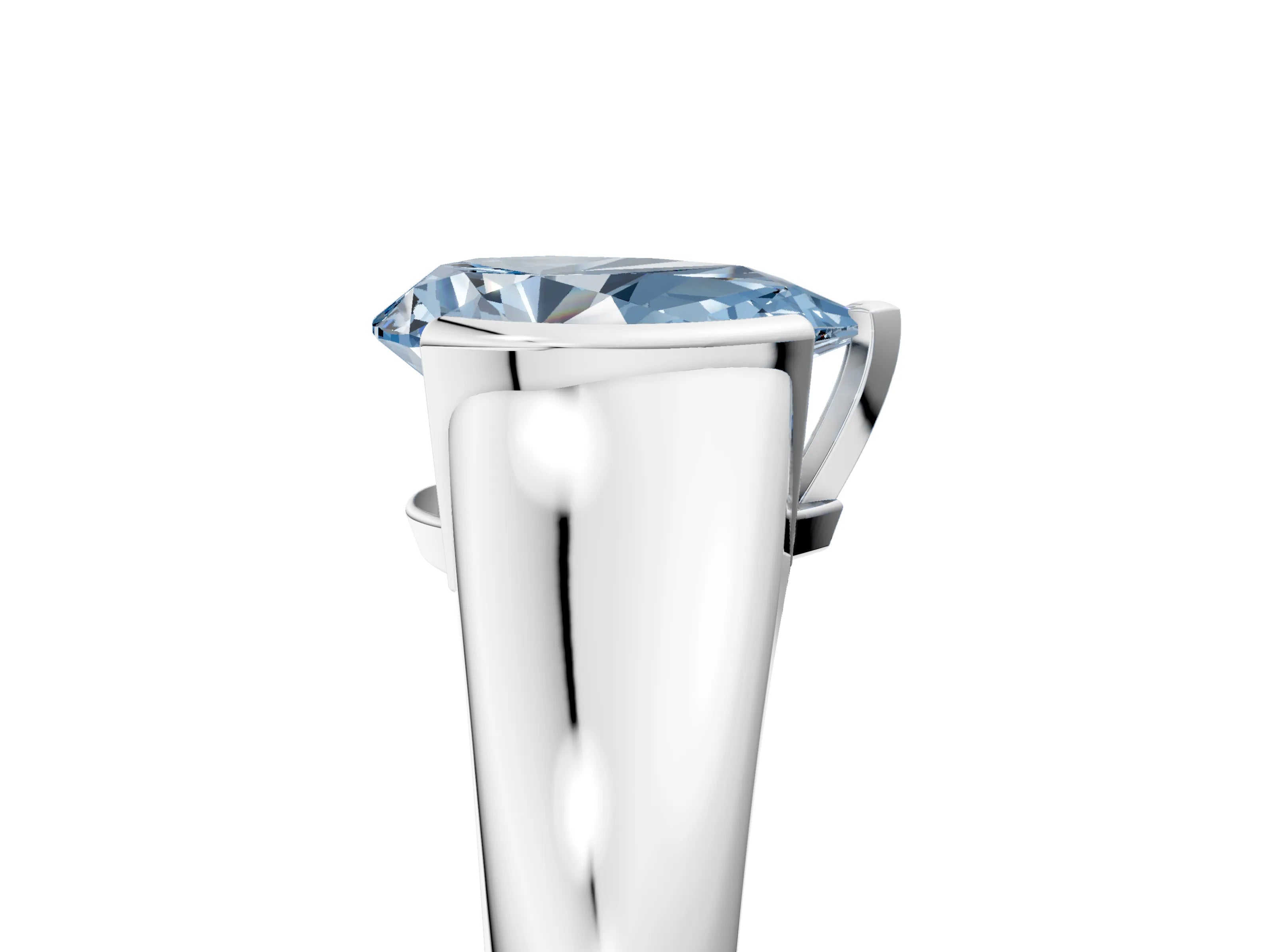 White gold Fancy Blue Pear Cut Solitaire Tension Set Diamond Ring with Split Shank Band_29