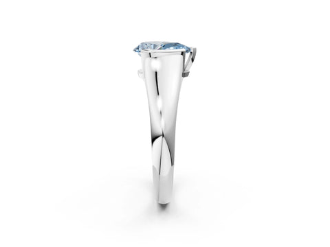 White gold Fancy Blue Pear Cut Solitaire Tension Set Diamond Ring with Split Shank Band_2