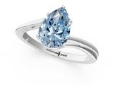 White gold Fancy Blue Pear  Cut Solitaire Twist Band Ring with Four-Prong Setting_49