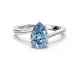 White gold Fancy Blue Pear  Cut Solitaire Twist Band Ring with Four-Prong Setting_54