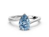 White gold Fancy Blue Pear  Cut Solitaire Twist Band Ring with Four-Prong Setting_71