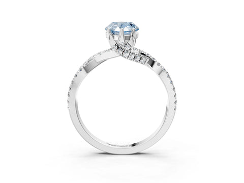 White gold Fancy Blue Pear Cut Solitaire Twist Pave Diamond Engagement Ring with Prong Setting_39