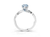 White gold Fancy Blue Pear Cut Solitaire Twist Pave Diamond Engagement Ring with Prong Setting_3