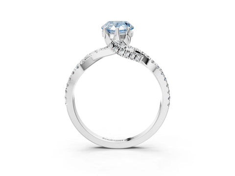White gold Fancy Blue Pear Cut Solitaire Twist Pave Diamond Engagement Ring with Prong Setting_3